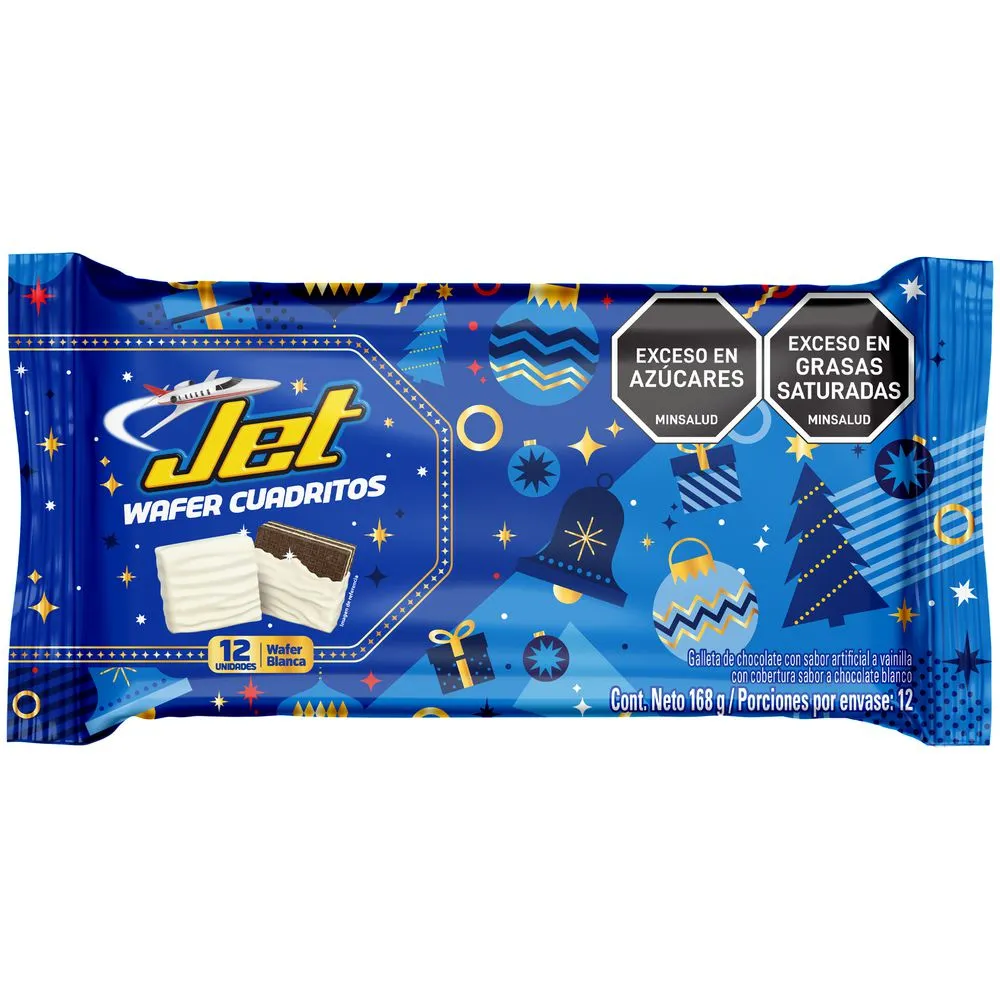 Chocolatina Jet Wafer Blanco Navidad 12 Unidades 168Gr | SuperBooM